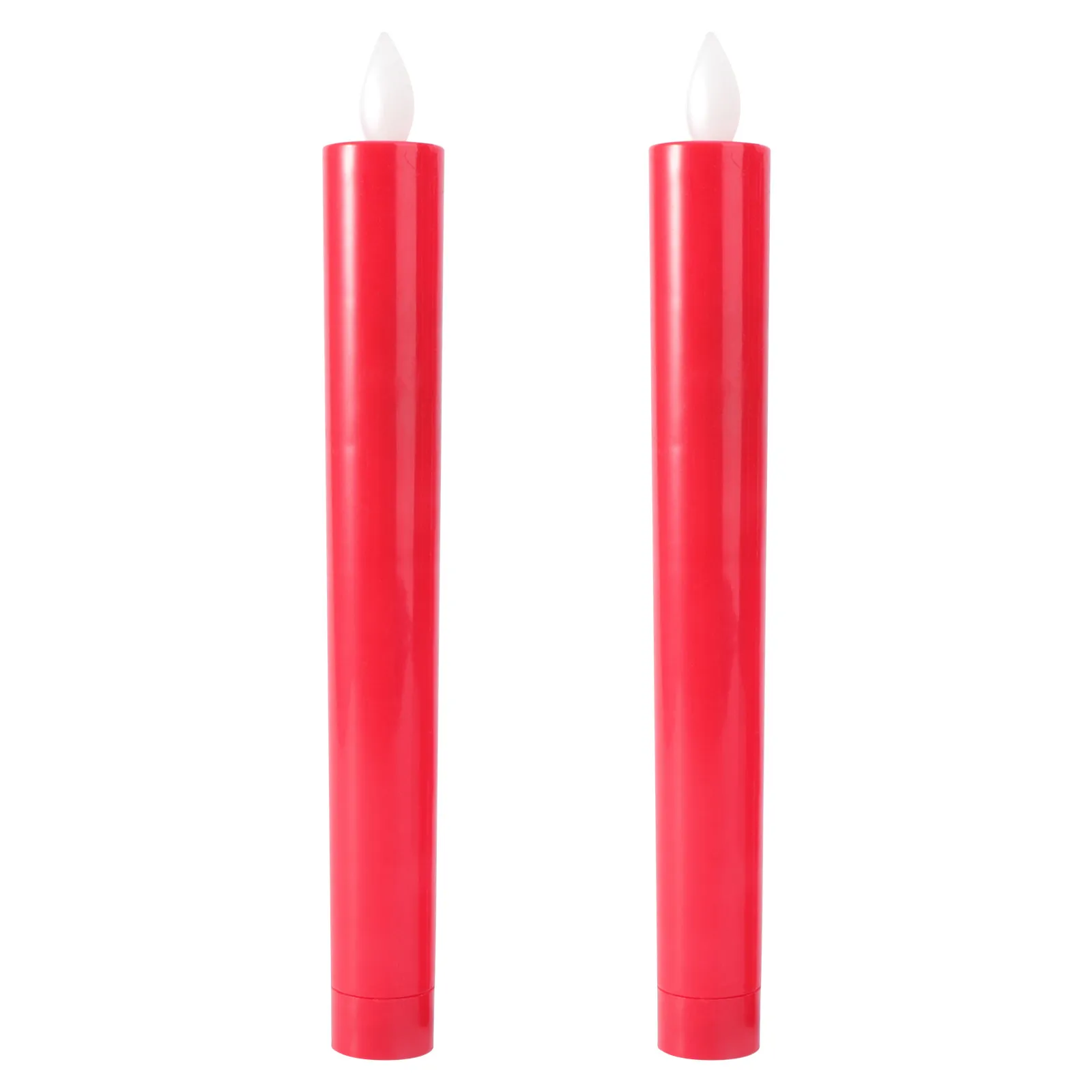 Red Flameless LED Candles Flickering Battery Operated ABS Pair for Homes with Kids and Pets Medium Size