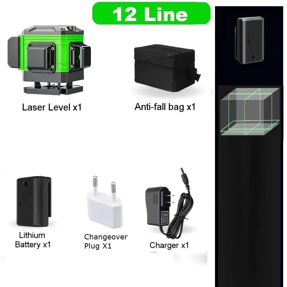 8/12/16 Line Laser Level with Outdoor Mode & Tilt Function - Ideal for Construction and Measurement Solo Leveling