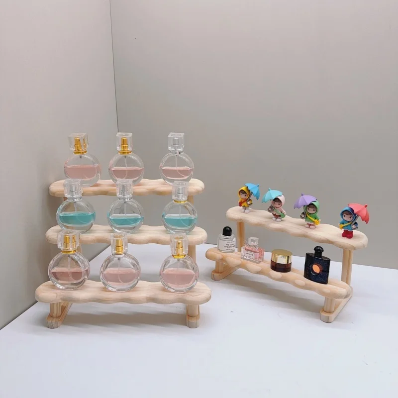 3-stufiger Display-Riser-Ständer, Holzregal für Parfüm-Organizer, Parfüm-Display-Regal, Figuren-Vitrine, Puppen-Aufbewahrungsregal – Detail 9