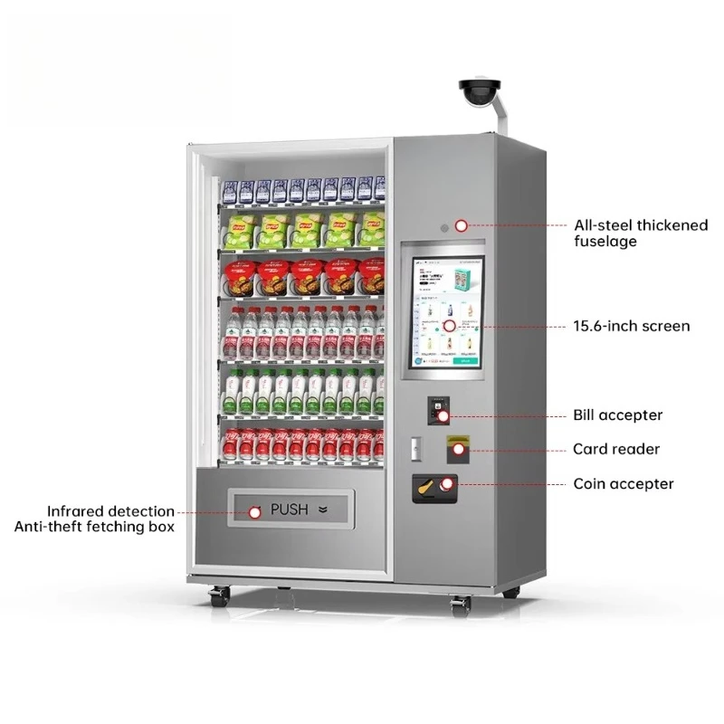 Customized Unattended Smart Snack And Drink Vending Machine Automatic Commercial Food Dispenser Multi Function Large Storage