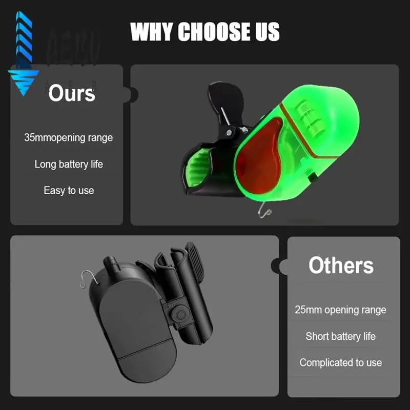 aeb0-ledライト付き釣りバイトアラーム、魚バイトアラームサウンドバイトアラートベル、すべての釣り竿用ledライト付き