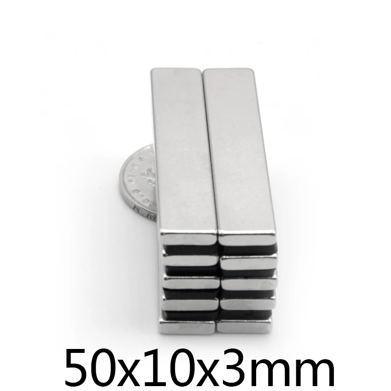 

5-100 pces 50*10*3 powerful permanent magnet 50x10x3 block strong rare earth magnet N35 rectangular neodymium magnets 50x10x3mm