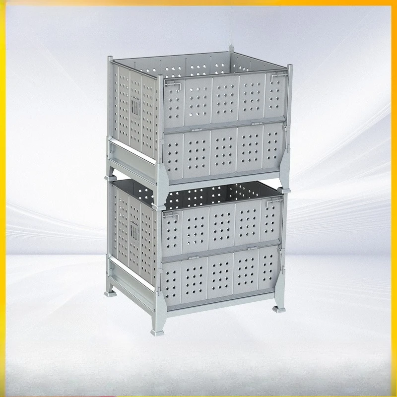 Direct sales folding turnover box logistics express box, movable storage cage folding iron box metal material box
