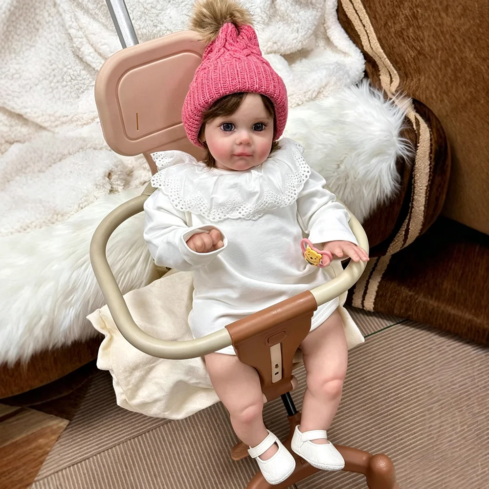 60CM Newborn Baby Maggie Hand Painted 3D Skin Reborn Toddler Baby Girl with Hand-Rooted Hair  Lifelike Collectible Art Doll