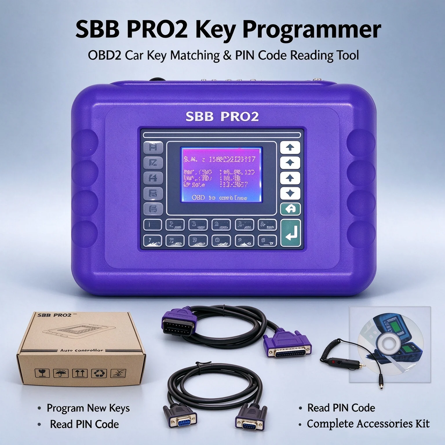 SBB PRO2 V48.99 Car Key Programmer Read Immobilizer PIN Code Remote Key Programming Tool for European Vehicles