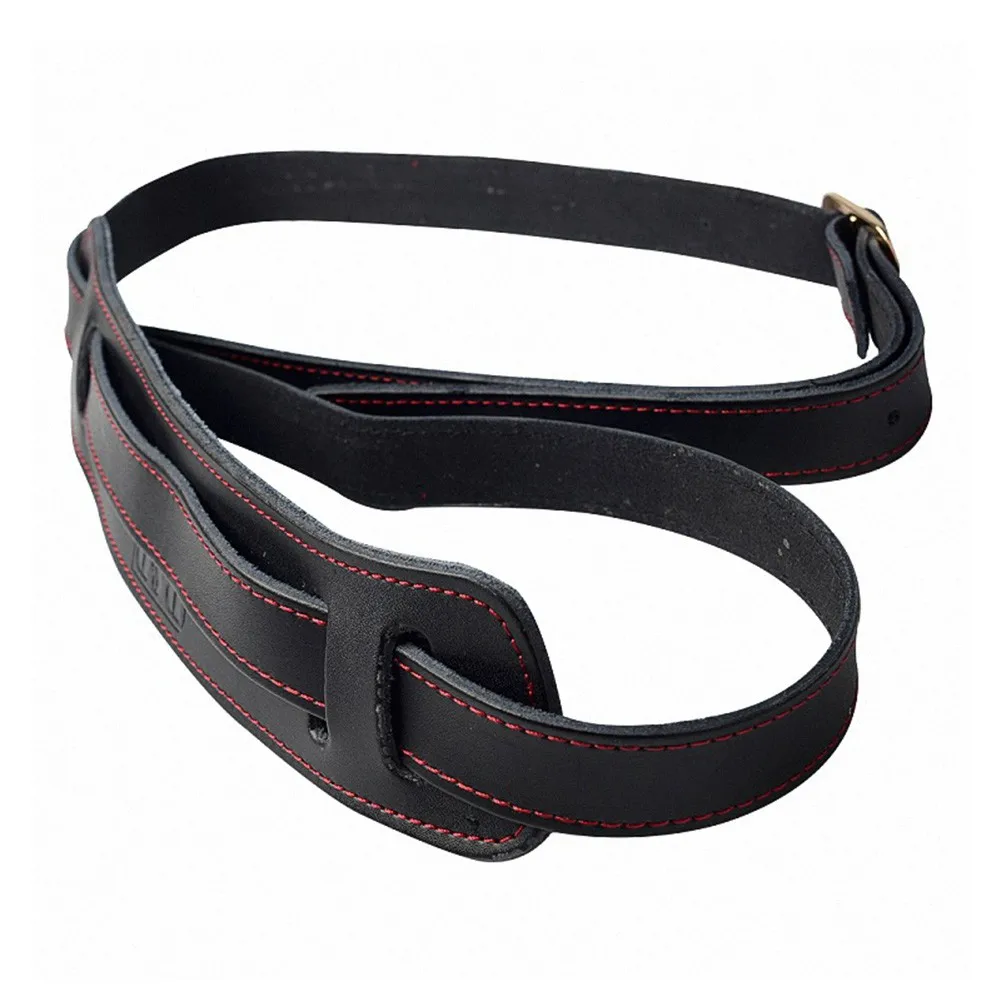 Cow Leather P&P Guitar Strap Deluxe Vintage Cowhide Soft Adjustable Heavy Duty Belt Black Embossed Three-ply Tasteful Cosmetic