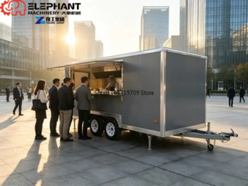 Heavy Duty Square Food Trailer Reinforced Frame Box Type Mobile Snack Bar