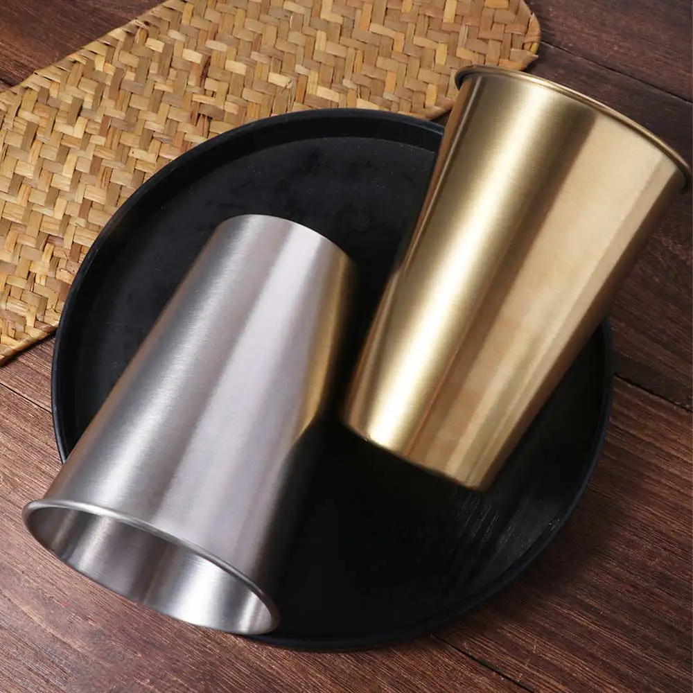 

Wine Cup 400/500ML Stainless Steel Cup Thickened Water Cup Beer Cup Wide Mouth Drinking Cup Kitchen