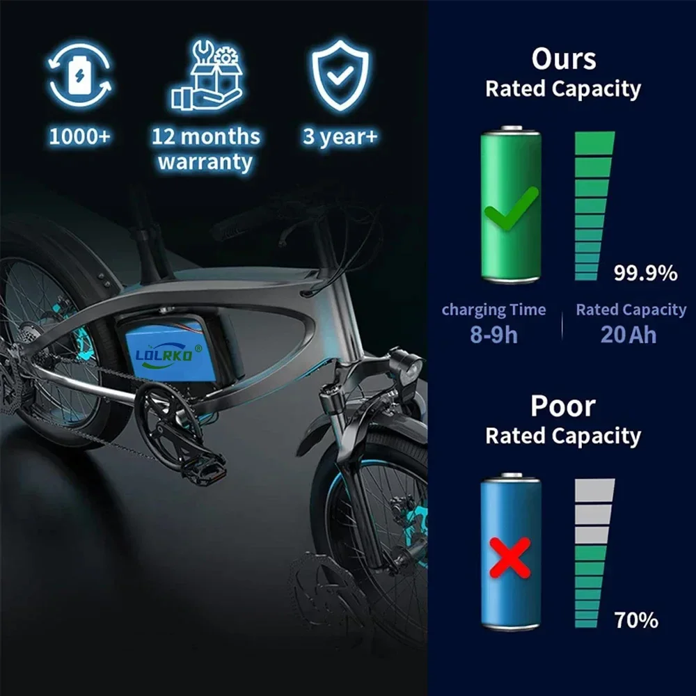 Batterie 10S4P 100Ah, 36V, 500W, 42V, 100000mAh, pour vélo électrique, avec BMS intégré, avec prise xt60