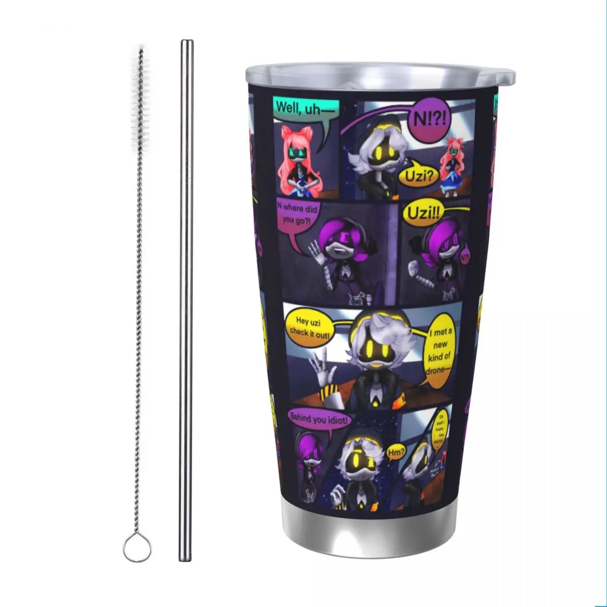 Murder Drones Insulated Tumbler with Straws Lid N and Uzi Vacuum Coffee Mugs Double Wall Car Bottle Cup, 20oz