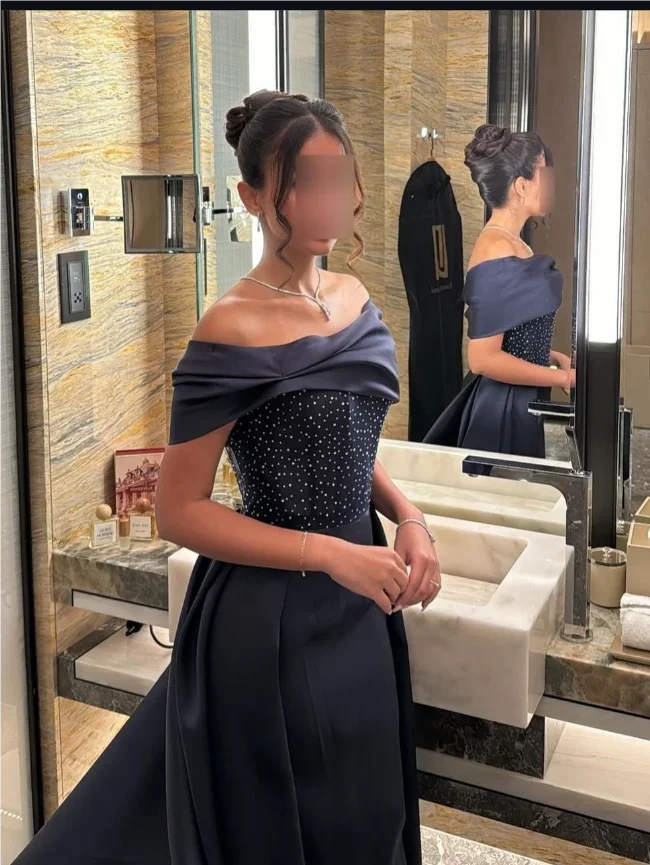 Personalizado mancha Grace palabra de longitud con cuentas Vestidos Para Bodas Mujer Invitada Vestidos de noche Vestidos Elegantes Para Mujer ف