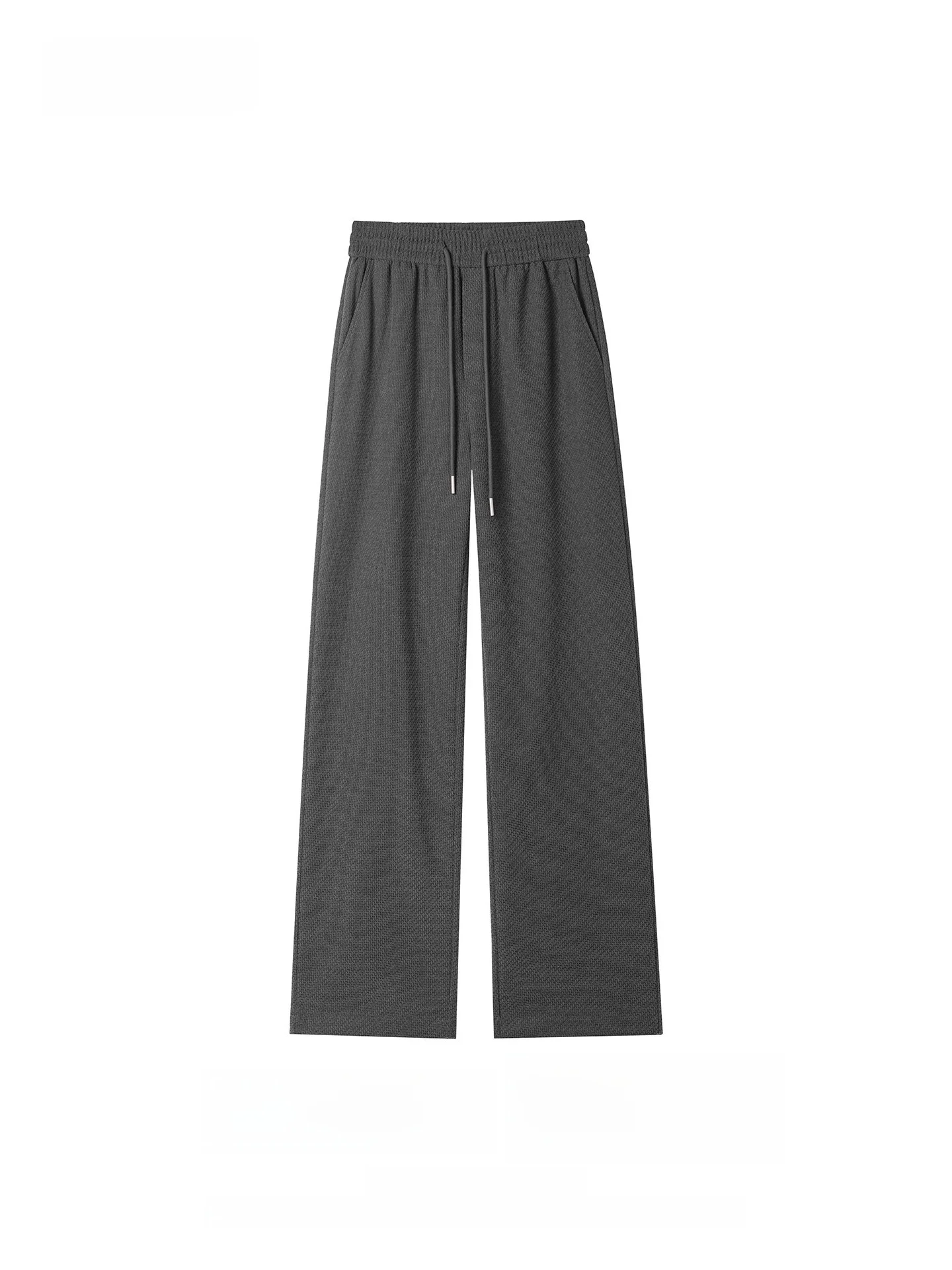 Memz Black Elastic Waist Drawstring Casual Pants Loose Straight Leg Trousers for Men And Women Versatile Loose Elastic Waist ...