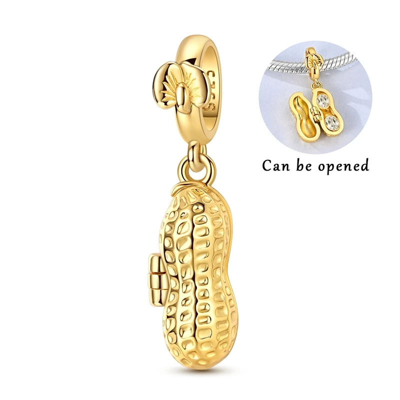 925 Sterling Zilver Gouden Bronzer Kroon Herfstbladeren Bedels Hangers Voor Vrouwen Fit Originele Armband DIY Verjaardag Sieraden Cadeau