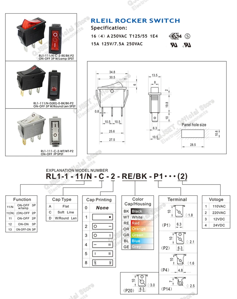 1 Stück KCD3 Wippschalter EIN-AUS-EIN 2 3 Positionen 2 3 Pins Elektrische Ausrüstung Mit Lichtschalter 15A16A 250V/220V 20A 125V AC – Detail 3