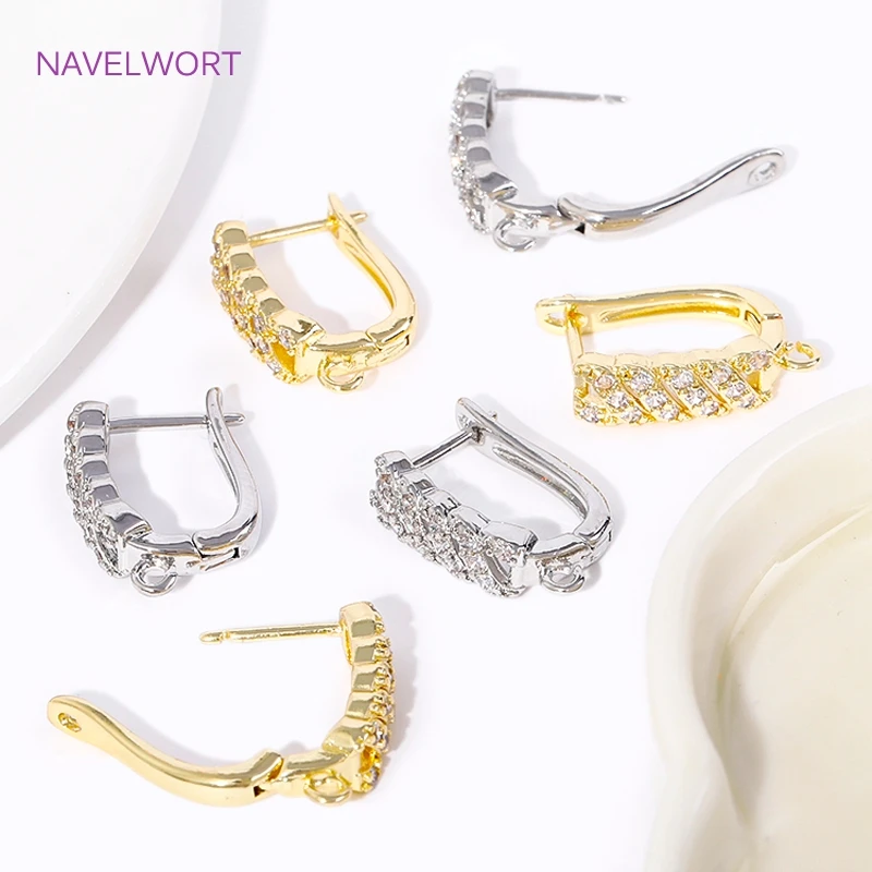 DIY Kreative Verschluss Earwire 18K Gold Überzogene Zirkon Ohrring Haken Verschlüsse Natur Shell Ohrring Verschlüsse Zubehör Großhandel – Detail 18