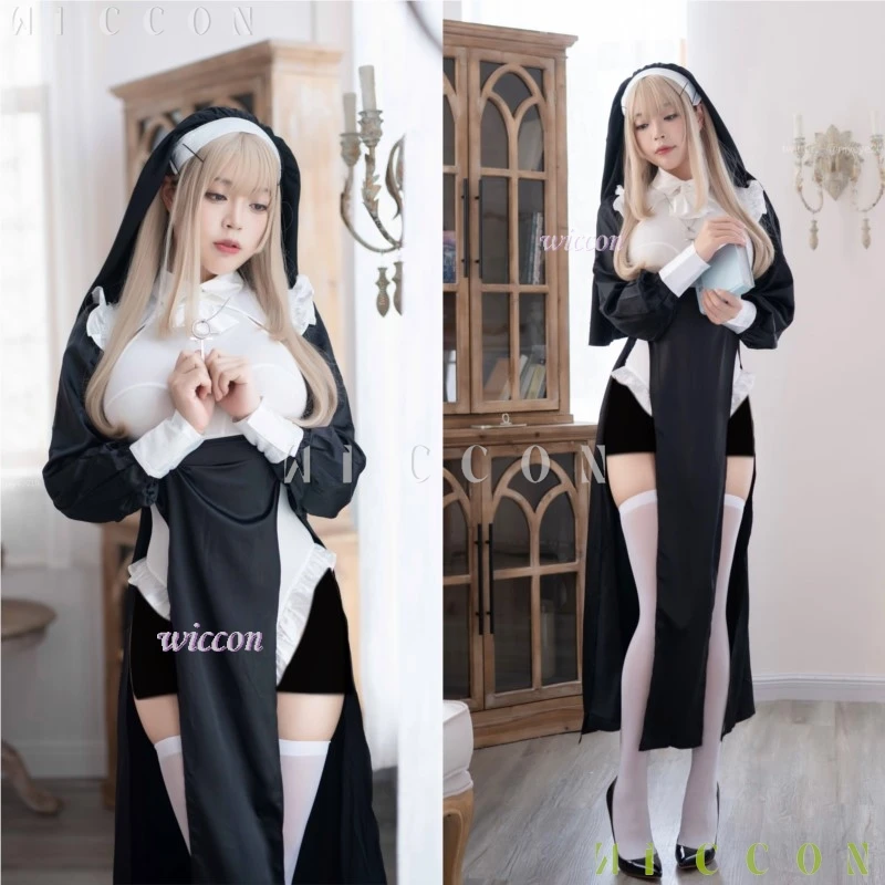 TT inflador el mismo estilo monja hermana Cosplay disfraz peluca mujer Original vestido Sexy fiesta de Halloween traje de juego de rol adulto U disfraz