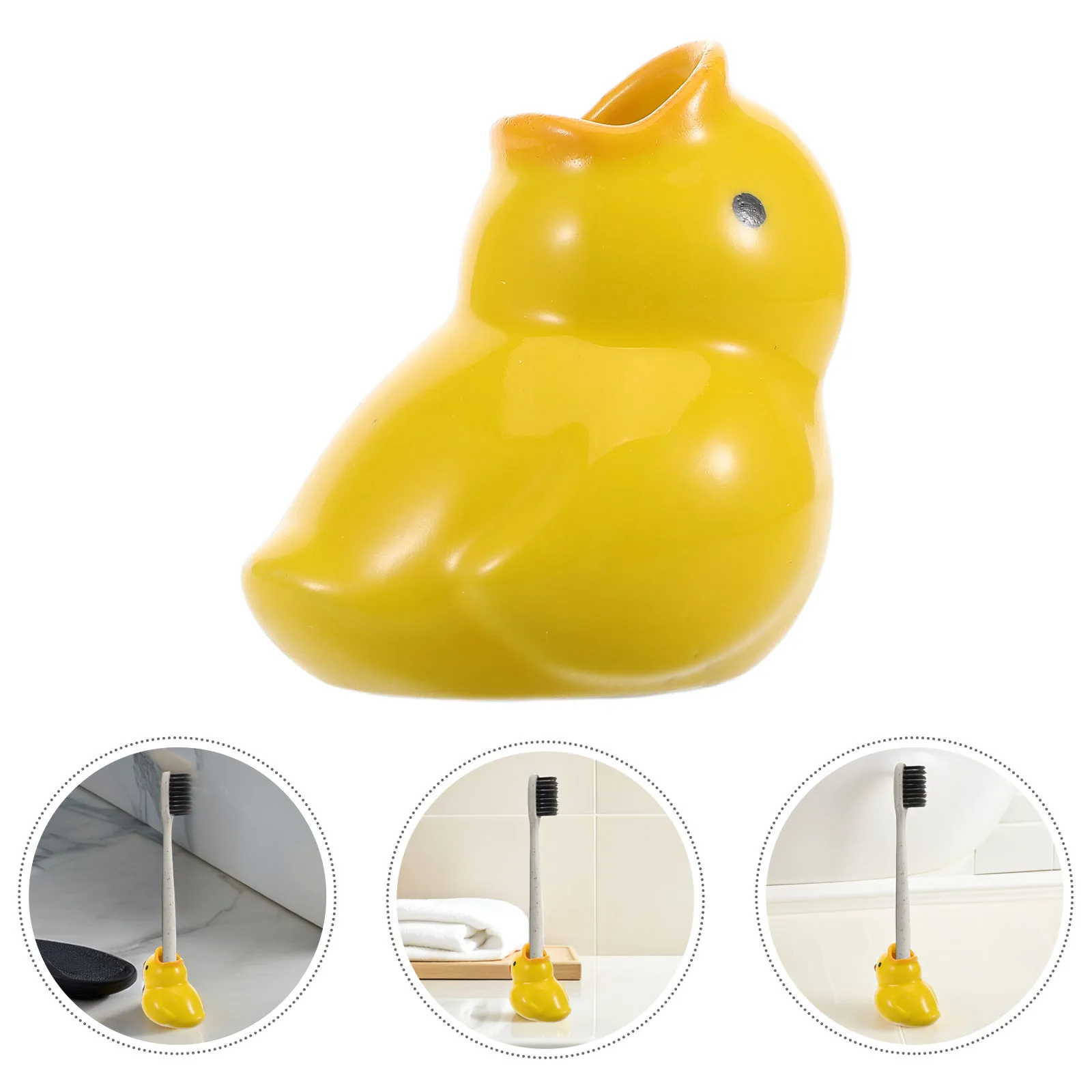

Ceramic Duck Toothbrush Holder Cute Cartoon Bathroom Organizer Kids Countertop Storage Decorative Toothbrush Stand for Bathroom