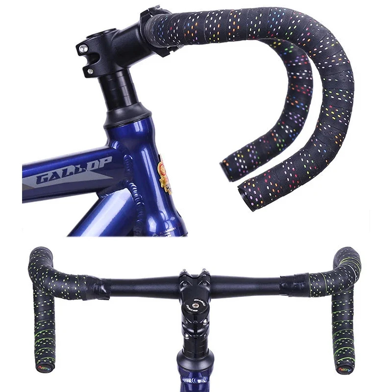 Road Bike Bar Tape Breathable Bicycle Bar Tape EVA/PU Anti-Skid Shock Absorber Bike Wrap Tape with 1 Pair Bar Plugs