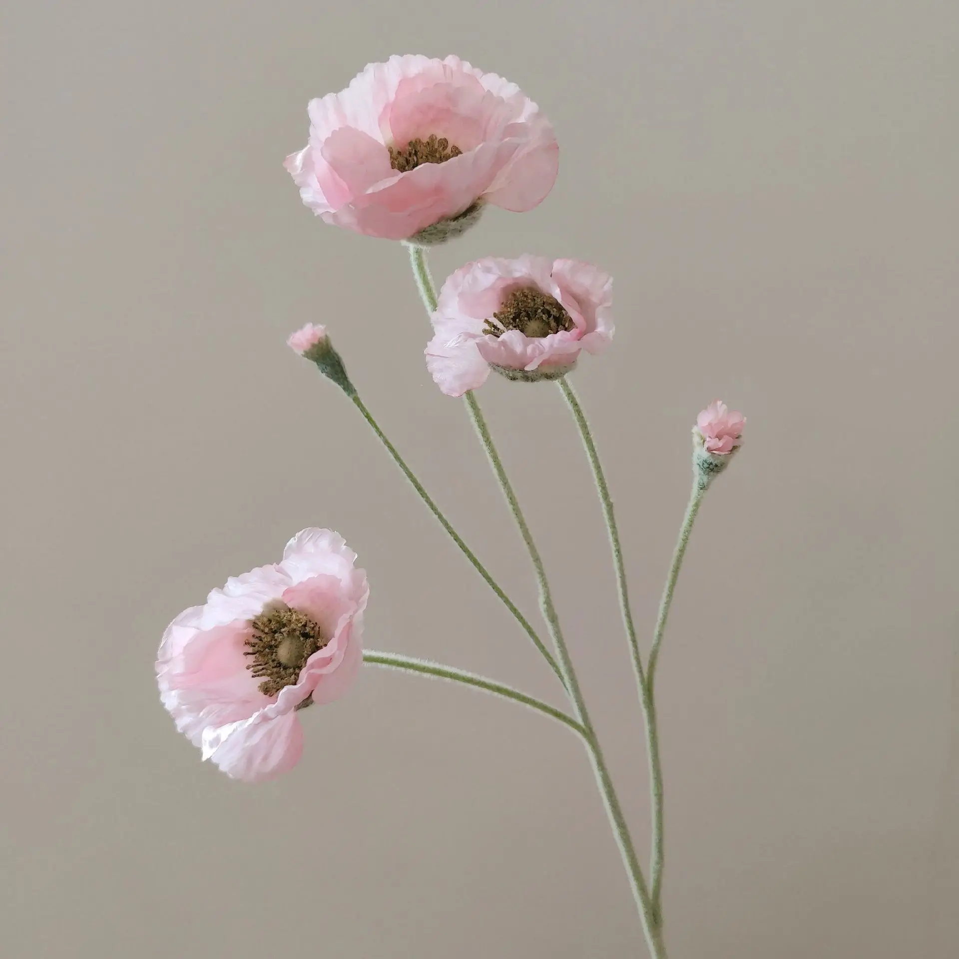 5 Stück künstliche beflockte Mohnblumen für Heimdekoration, Seidenmohn, Brautstrauß, Hochzeitsdekoration, Party, künstliche Blumenarrangements – Detail 20