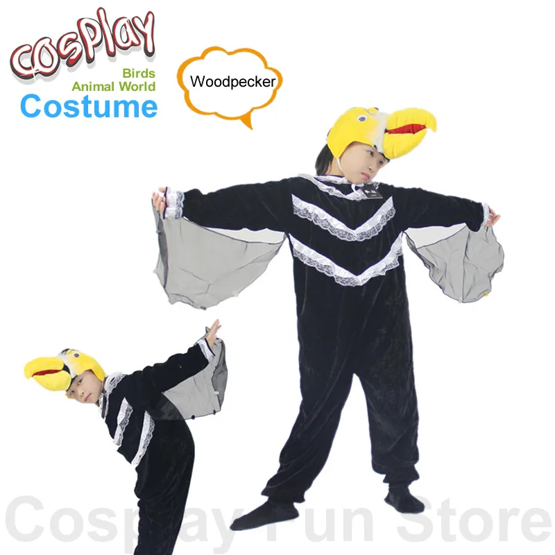 

Kids Cosplay Woodpecker Performance Bird Costume Oriole Bluebird Jumpsuit Children's Dancing Dress Animal Onesie Stage Play Show