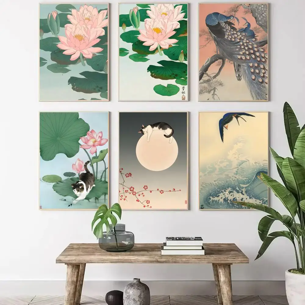 Ohara Koson Japanese Ukiyo Wall Art Painting Calligraphy Canvas Poster Wall Art Aesthetic Home Decoration for Living Room
