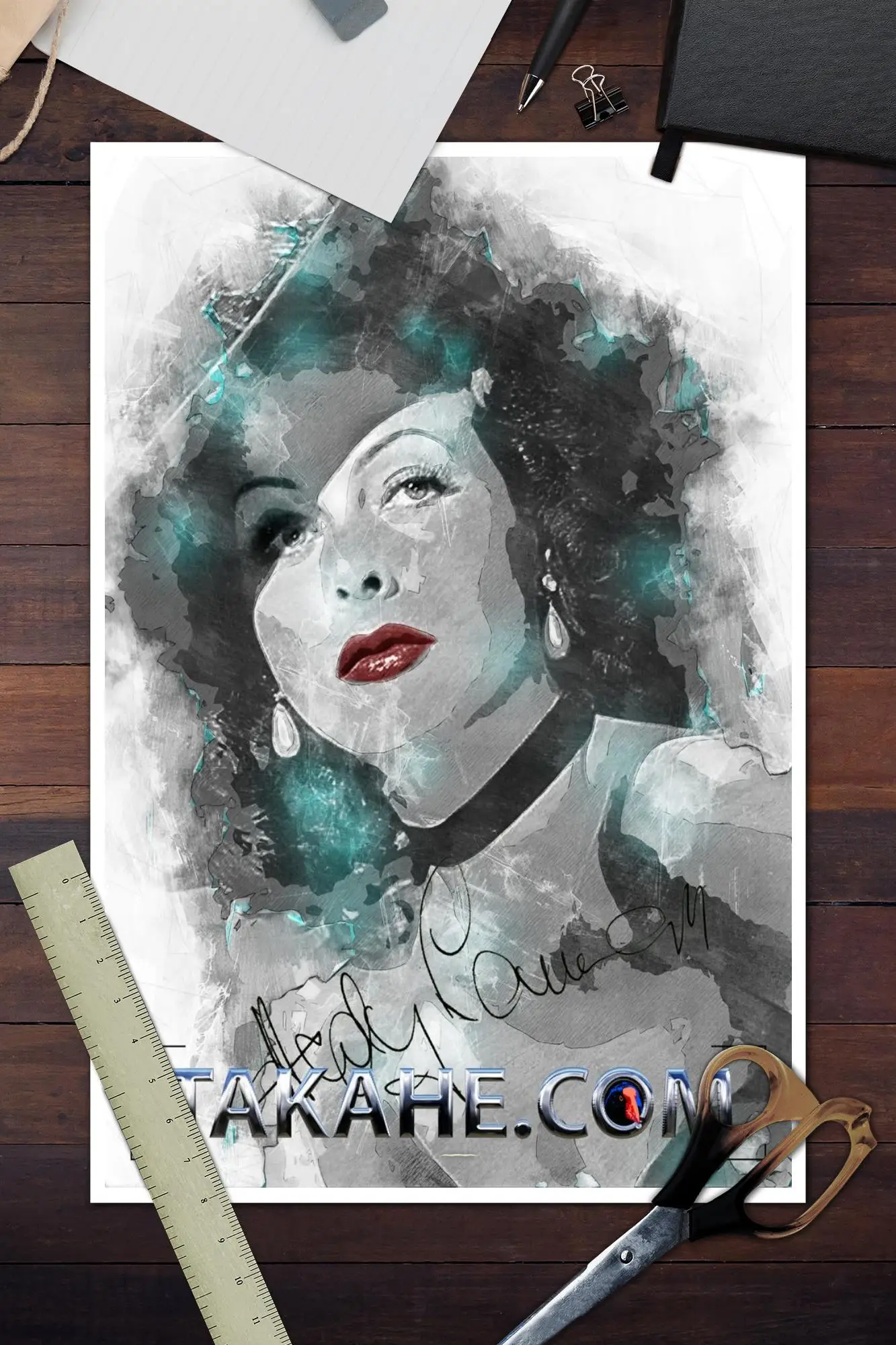 Póster artístico en lienzo de hedy lamarr y arte de pared, impresión de imágenes, familia moderna, decoración de dormitorio, carteles