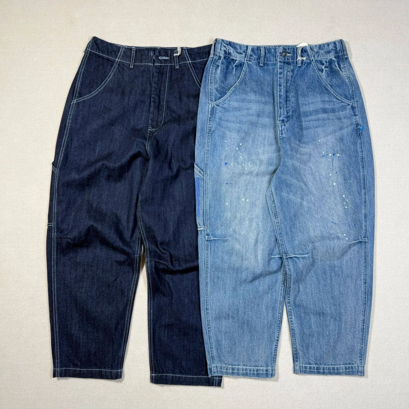 Retro Loose Washed Distressed Splashed Ink Hand-painted Casual Jeans for Men