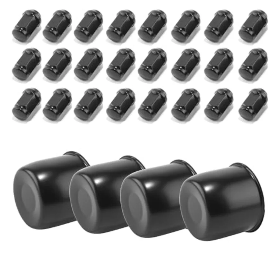 

4-Pack Trailer Push Through Center Caps and Trailer Wheel Lug Sets - 4.25in Wheel Center Caps Wheel Cover Carbon Steel Hub Cap
