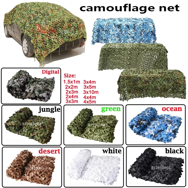 camouflage net Hunting camouflage net Garden gazebo net Car awning white blue green black jungle desert color 3x5m4x5m