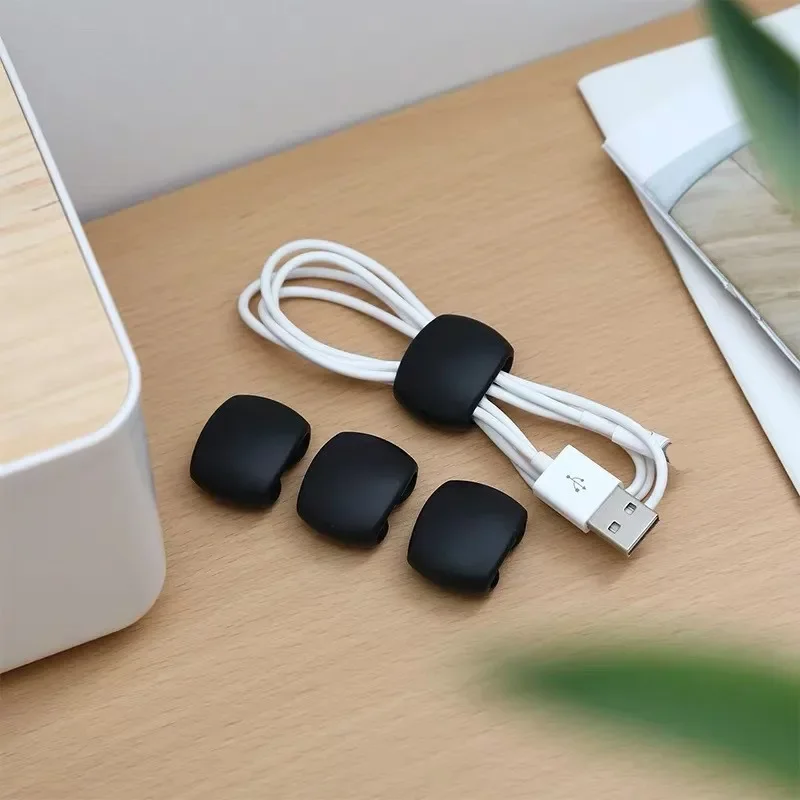 10 pçs enrolador de cabo moda simples clipe redondo carregador usb titular mesa arrumado organizador fio cabo chumbo para cabo desktop fixo