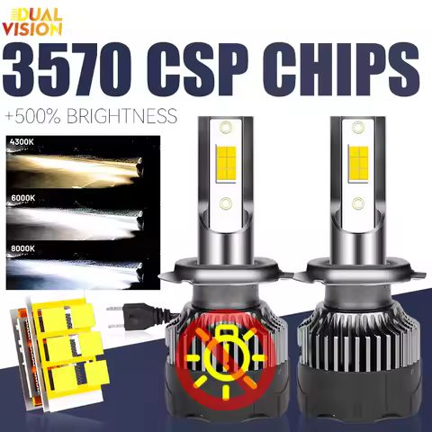 H4 H7 H3 LED Car Haedlight CSP Chip 880 881 H27 9007 9008 H13 H8 H9 H11 4K3 6K 8K Ice Bulb Fog Light 9005 HB3 9006 HB4 9012 HIR2