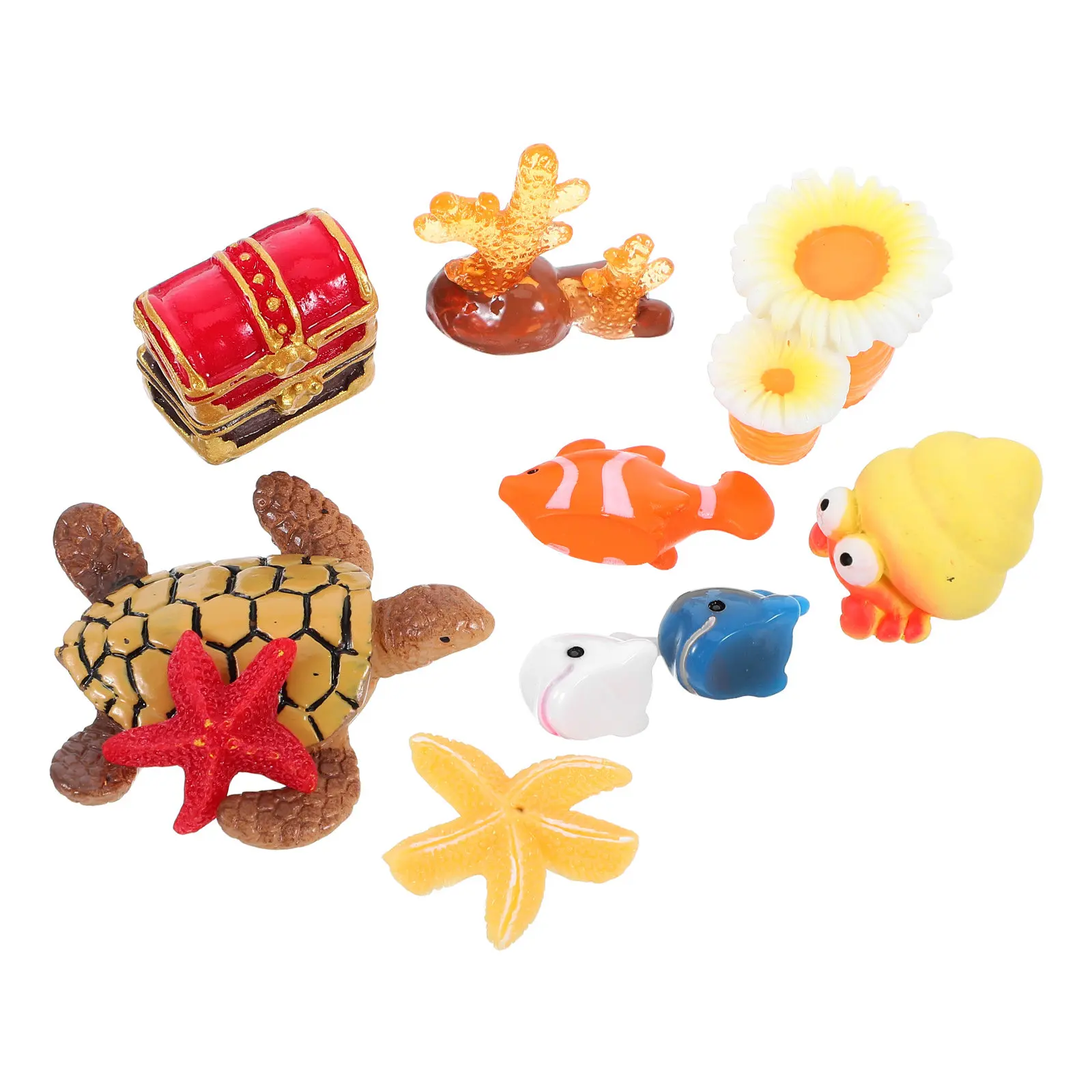 

Набор из 11 миниатюрных пляжных аксессуаров: морские украшения из смолы для кукольного домика, микроландшафта, летнего декора, топперы для торта, мини-игрушки для пляжа