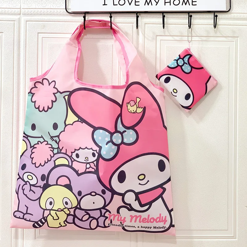 

Hello Kitty Large Capacity Hand Shopping Bag My Melody Reusable Kuromi Daily Folding Handbag Cinnamoroll Pocket