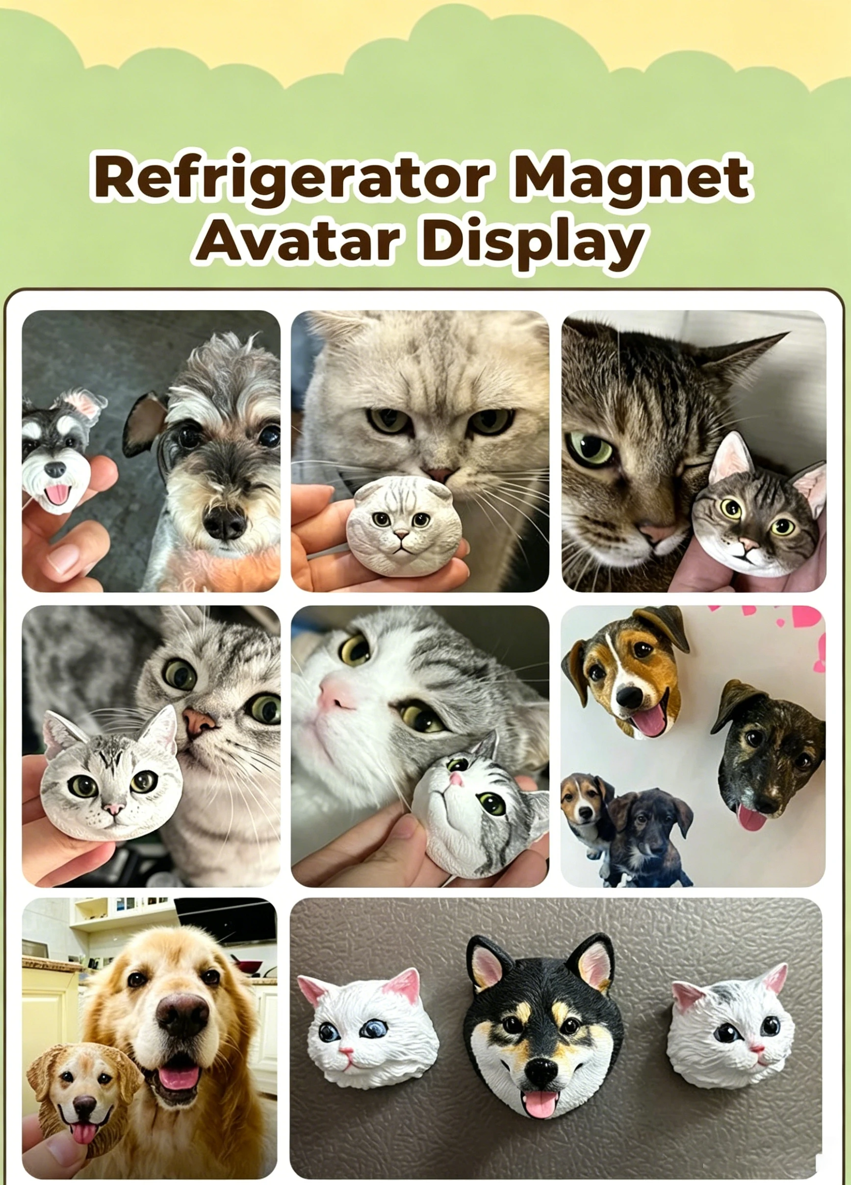 Custom Hand-painted Pet Portrait Fridge Magnet Memorial Gift_voghion.com