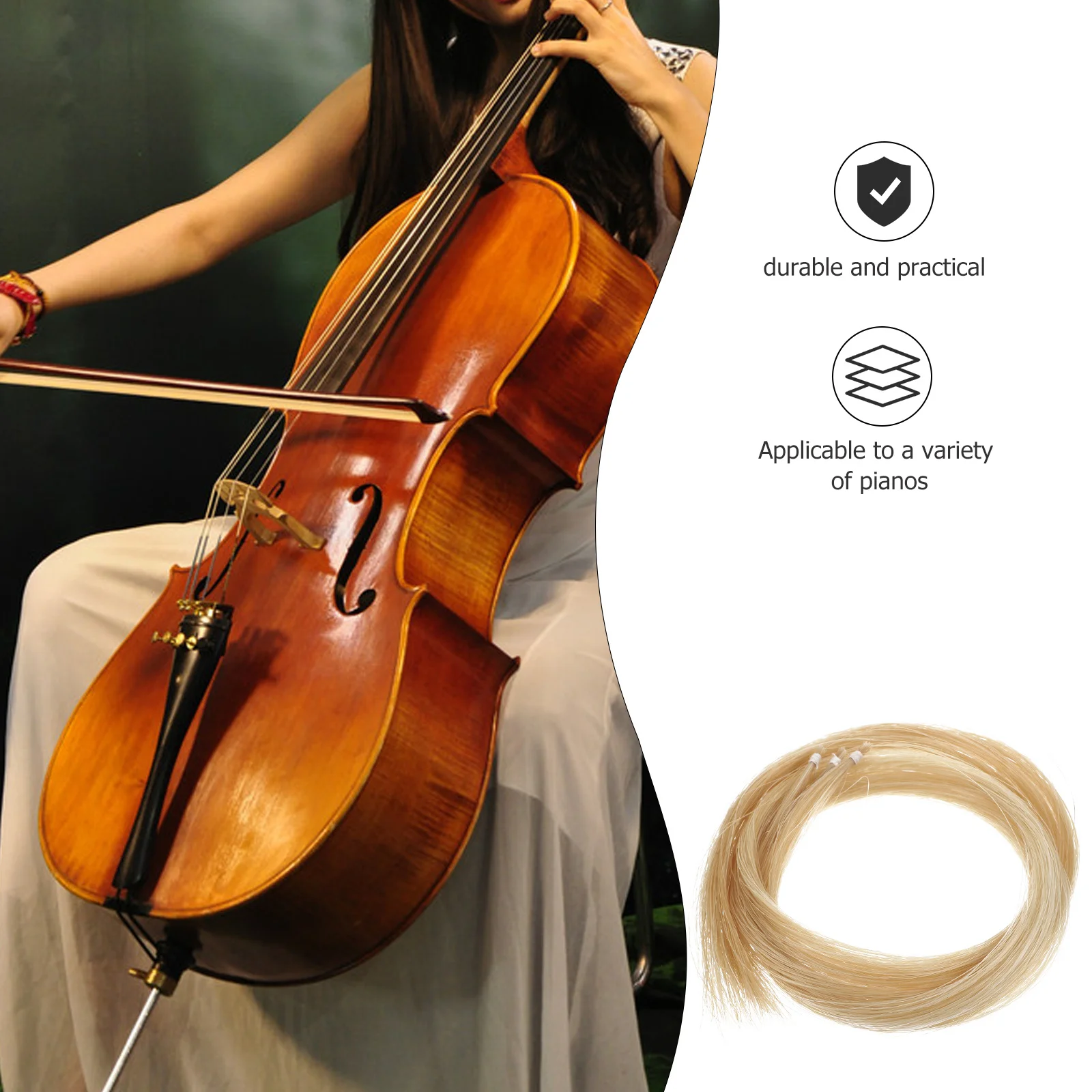 

3 Hanks Premium Violin Bow Replacement Hair Strong Natural Horsehair for String Instrument Bows Ideal for Student Beginner