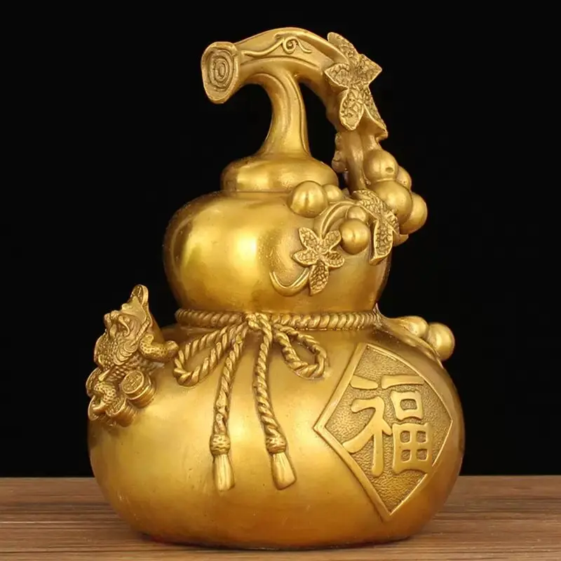 

Antique Copper Lucky Gourd Decoration Home Living Room Office Feng Shui Auspicious Wealth Decoration Creative Gifts