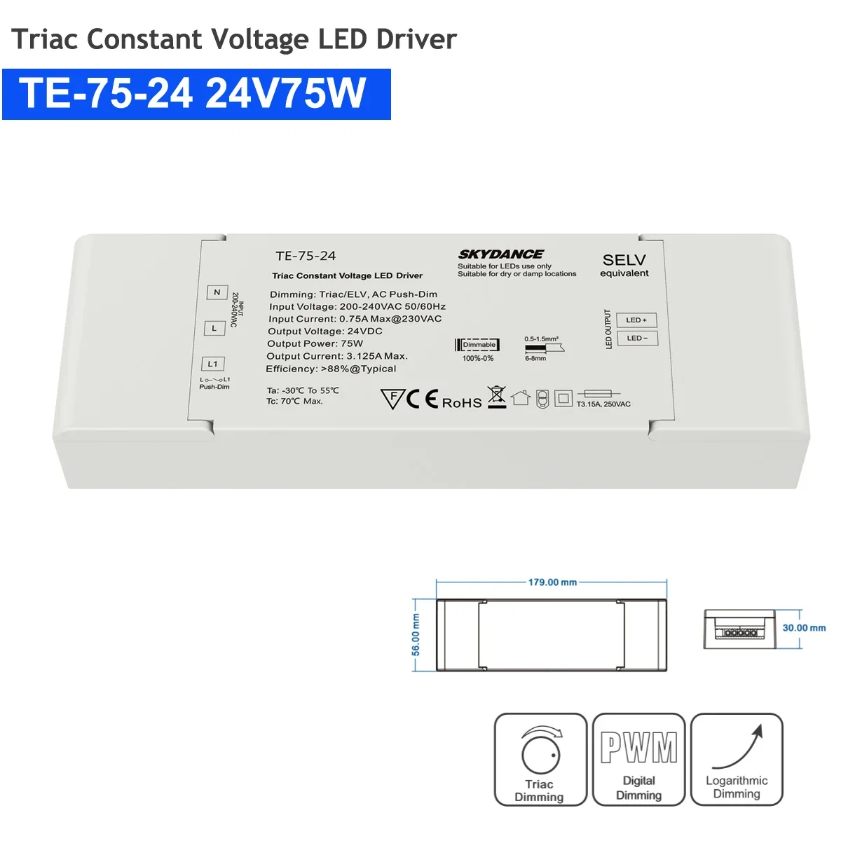 AC 220V do DC 12V 24V Cyfrowy sterownik ściemniania Triac POWER Sterownik Triac LED Ściemnialny Stałe napięcie 12W 40W 75W do oświetlenia LED