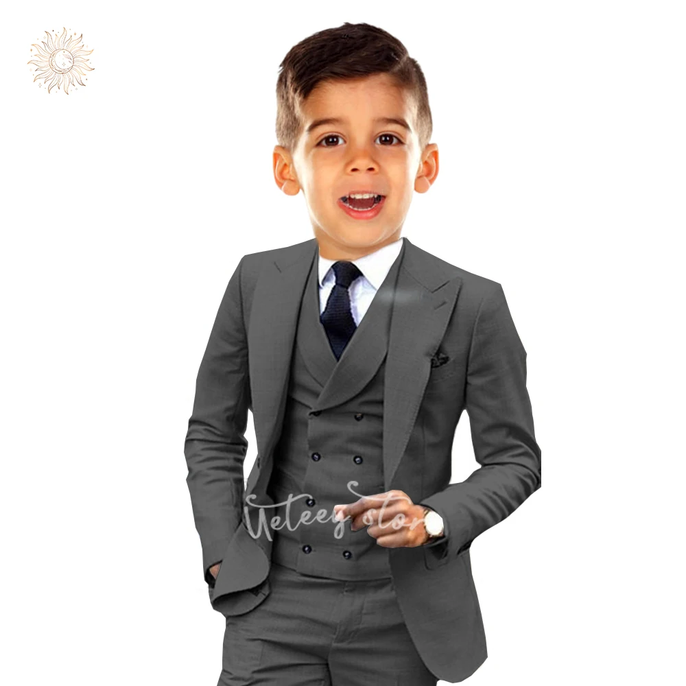 Costume 3 Pièces Slim Fit pour Garçons, Veste Smoking, Glaand, Pantalon pour Enfants, Bal de Promo, Mariage, Ensemble Formel, Taille 4-14 Ans