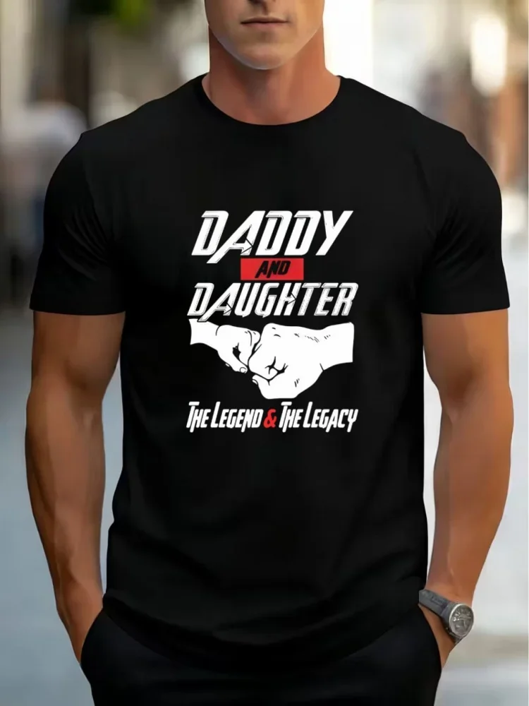 Modisches Herren-T-Shirt mit Aufdruck „Daddy And Daughter“, Rundhalsausschnitt, kurze Ärmel, Familie, lässige Streetwear-Oberteile