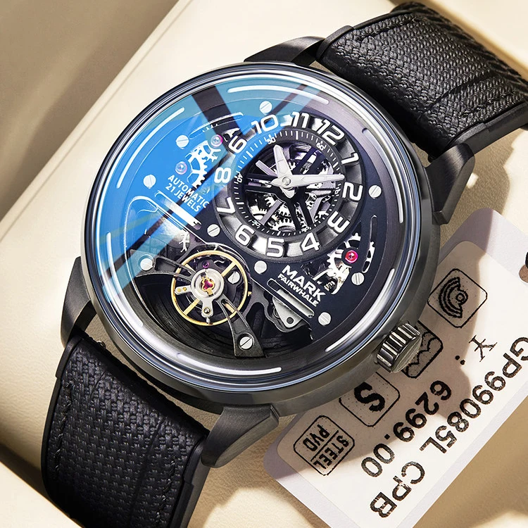 

New Tourbillon Skeleton Watch for Man Waterproof Fluororubber's Strap Waterproof Sport High Quality relojes para caballeros