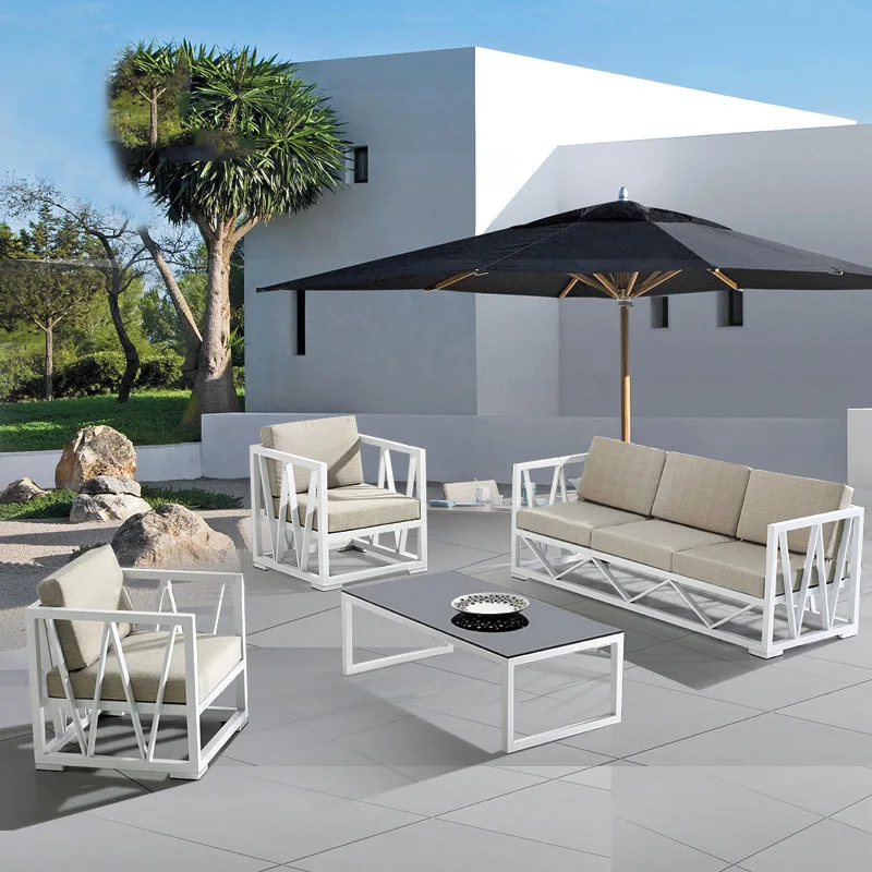 

qw-Outdoor Sofa Garden Rattan Furniture Simple Modern Outdoor Single Three-person Sofa Coffee Table Balcony Creative%