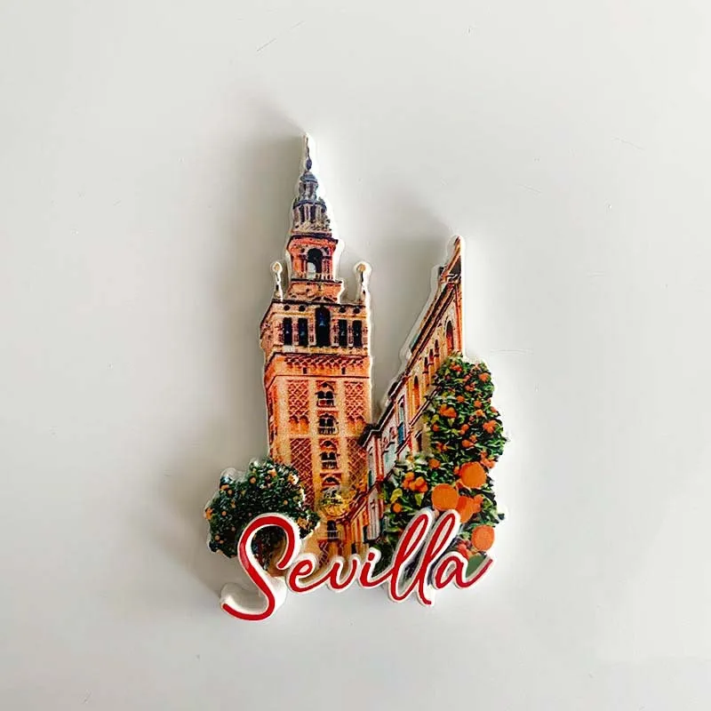 Spaanse stadskoelkastmagneten: Sevilla-architectuur, Valencia-eilezenswaardigheden, Flamencodanseres – sterke magneten voor woondecoratie