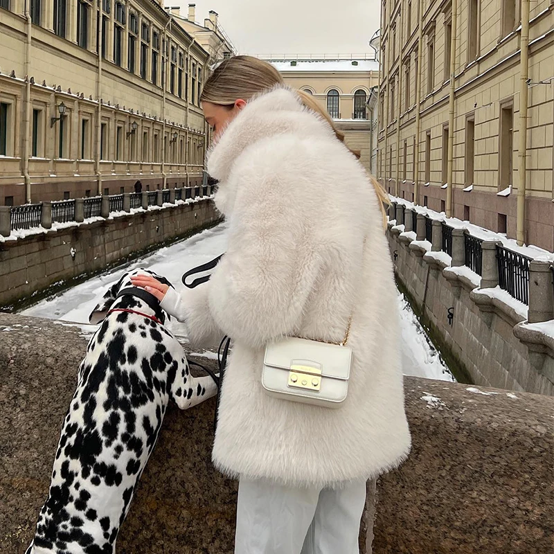 Chaqueta de piel sintética peluda y esponjosa de marca de lujo icónica para mujer, abrigos peludos de invierno, abrigo largo grueso y cálido de piel