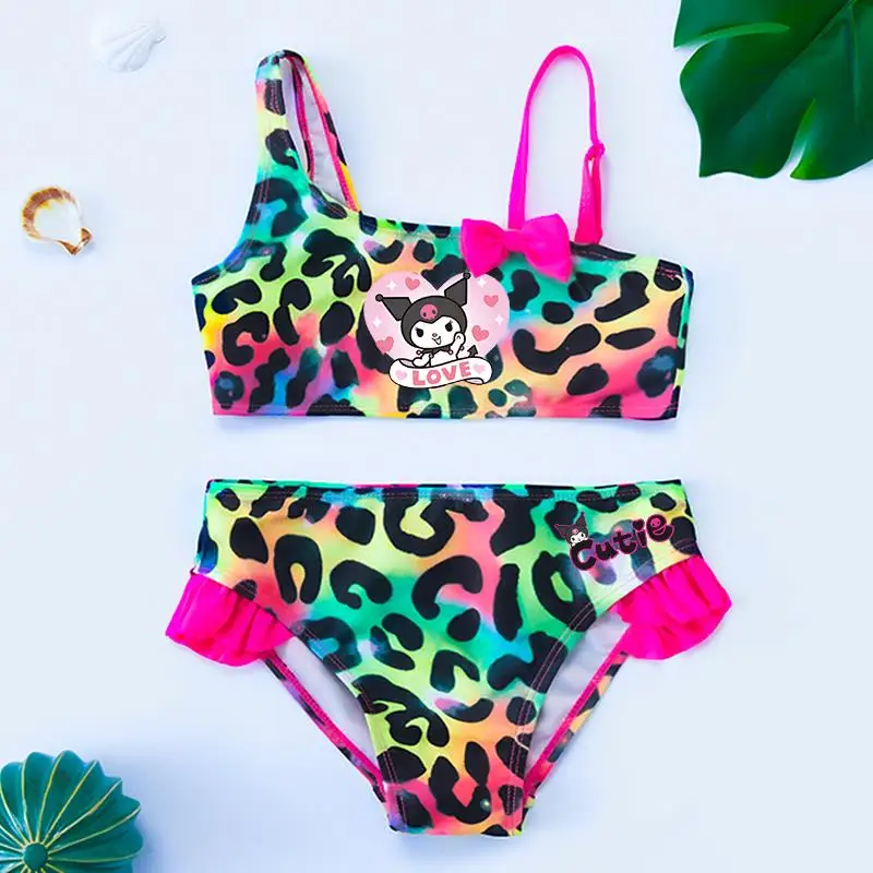 

Kuromi Girls Bow Bikini Two-Piece Summer Beach Swimwear Set Fashion Pool Bathing Suit