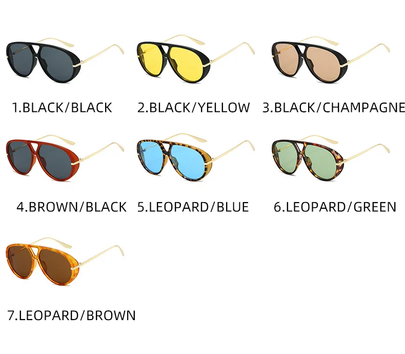 Mode Pilot frauen Sonnenbrille Neue Übergroßen Punk Marke Designer Sonnenbrille Trendy Street Metall Doppel Brücke Shades Brillen – Detail 5