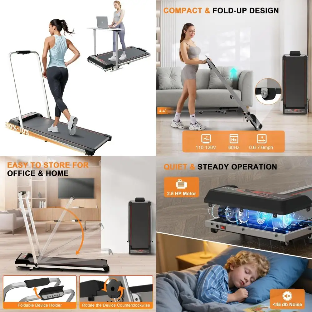 جهاز مشي محمول بقوة 2.5 حصان تحت المكتب مع جهاز تحكم عن بعد قابل للتعديل بنسبة 10% للتمرين المكتبي