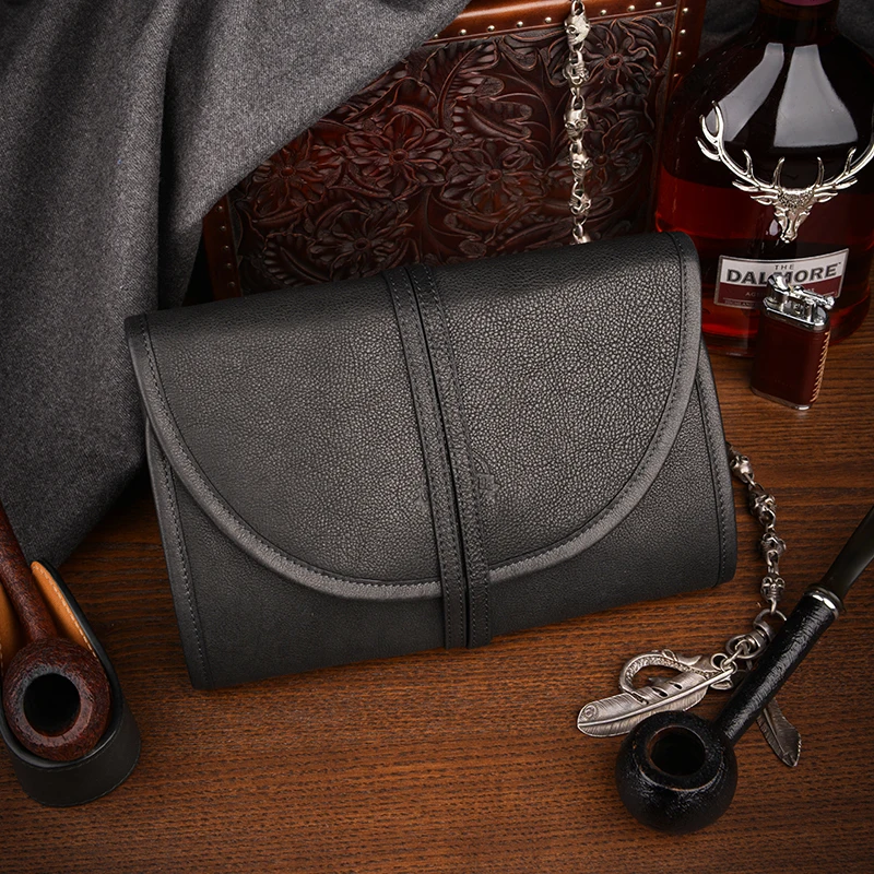 ONELEATHER Folding Pipe Bag with cow leather material is versatile