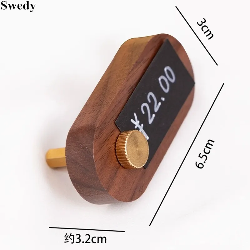 65x30mm Small Wood Walnut Label Holder Tags Table Sign Holder Price Tag Label Paper Card Holders Display Stand