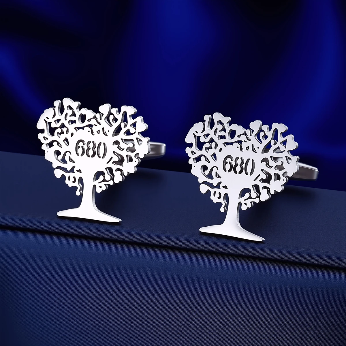 Customized Numbers Men Love Tree Cufflinks Customized Suit Shirt Stainless Steel Buttons Sports Jewelry Gifts
