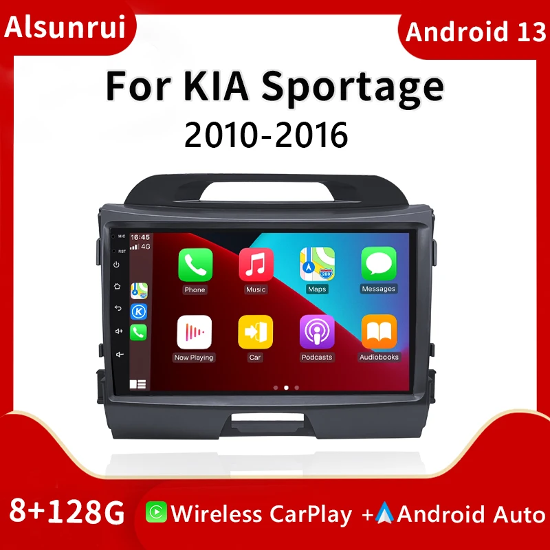 

Автомобильный радиоприемник Carplay Android 13 для KIA Sportage 2010- 2016 мультимедийный ресивер Автомобильный Bluetooth беспроводной CarPlay A